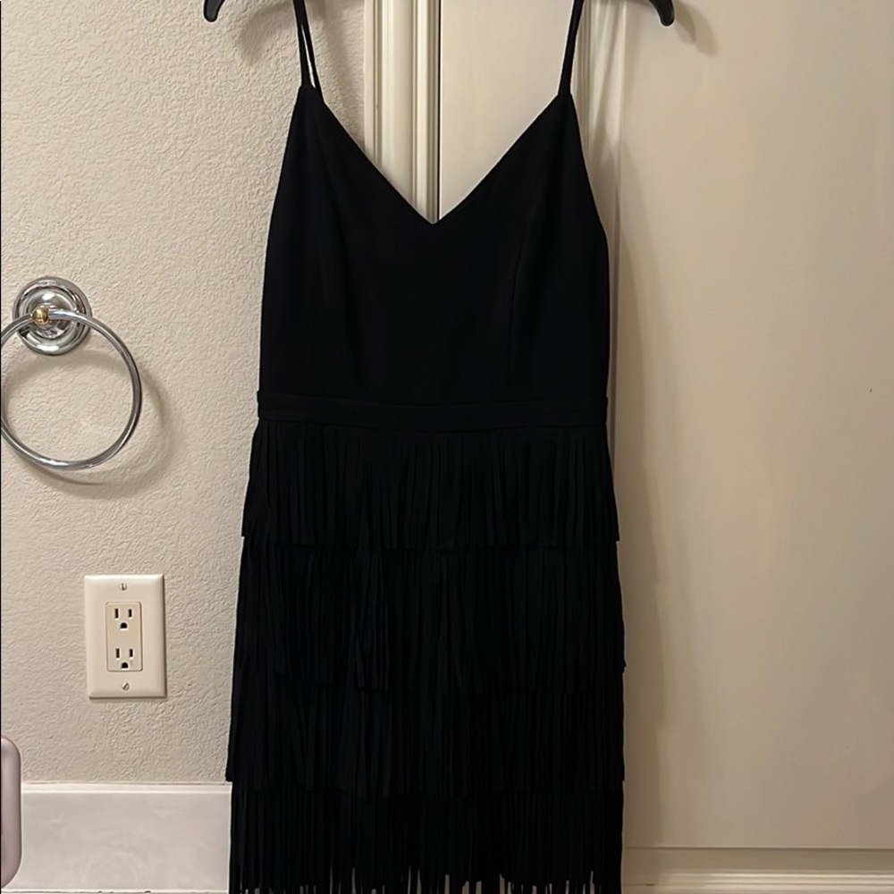 Black Suede Fringe Dress